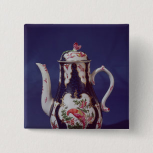 Worcester coffee pot, decorated with birds 15 cm square badge