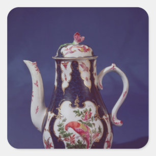 Worcester coffee pot, decorated with birds square sticker