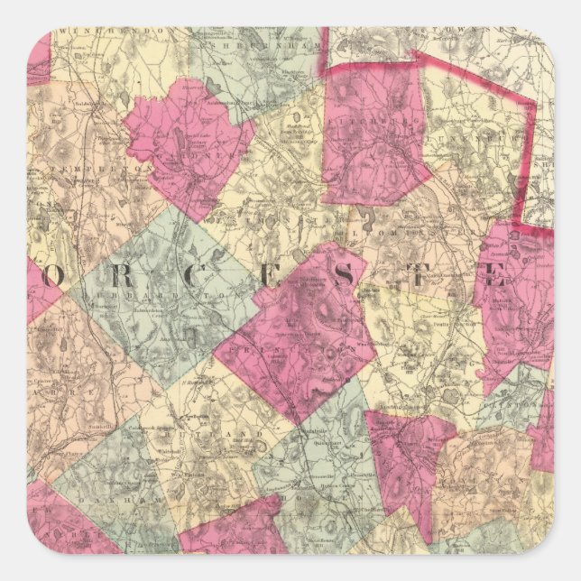 Worcester County Square Sticker (Front)