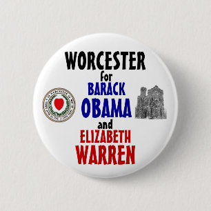 Worcester for Obama and Warren 2012 6 Cm Round Badge