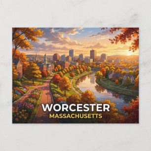 Worcester Massachusetts Anime Travel Postcard