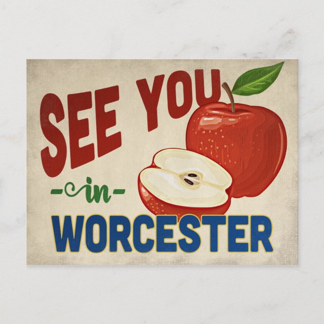 Worcester Massachusetts Apple - Vintage Travel Postcard (Front)