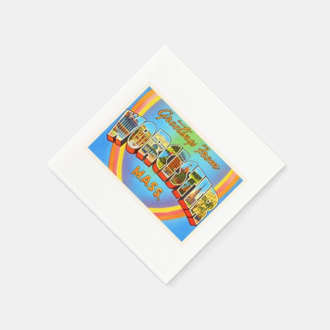 Worcester Massachusetts MA Vintage Travel Souvenir Napkin (Corner)