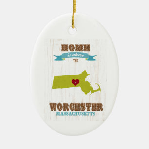 Worcester, Massachusetts Map – Home Is Where Ceramic Tree Decoration