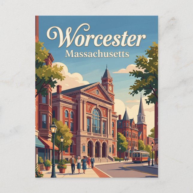 Worcester, Massachusetts Postcard (Front)