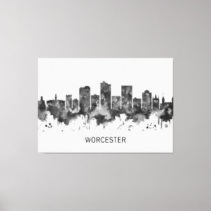 Worcester Massachusetts Skyline BW Canvas Print