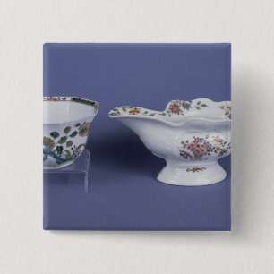Worcester shaped oval sauce boat and octagonal 15 cm square badge