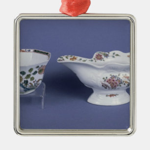 Worcester shaped oval sauce boat and octagonal metal tree decoration