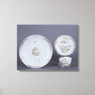 Worcester teabowl and saucer and dish canvas print