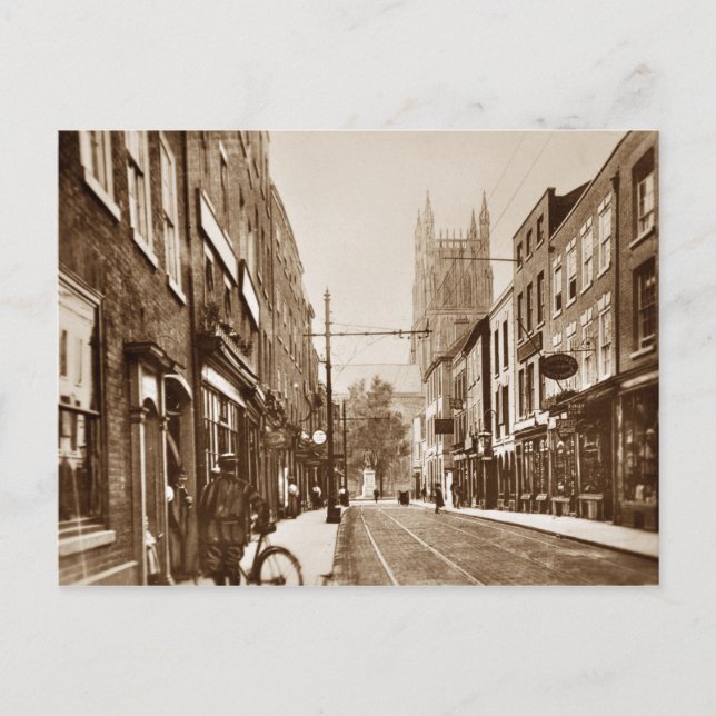 worcester UK 1927 sepia postcard (Front)