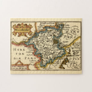 Worcestershire County England Old Antiquarian Map Jigsaw Puzzle