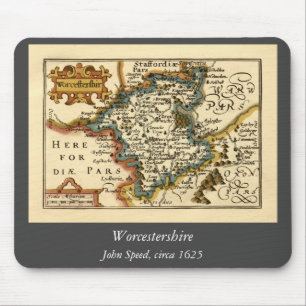 Worcestershire County England Old Antiquarian Map Mouse Mat