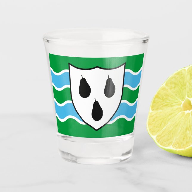 Worcestershire county flag shot glass (Front)