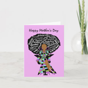 Word Art Afro Lady African American Mother's Day C Card