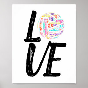 Word Art Ball Design Love Netball Poster
