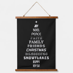 WORD ART CHRISTMAS TREE HANGING TAPESTRY