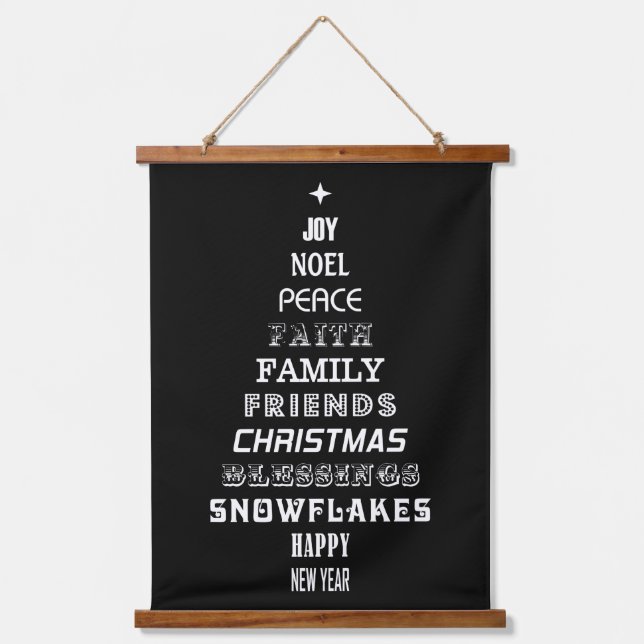 WORD ART CHRISTMAS TREE HANGING TAPESTRY (Front)