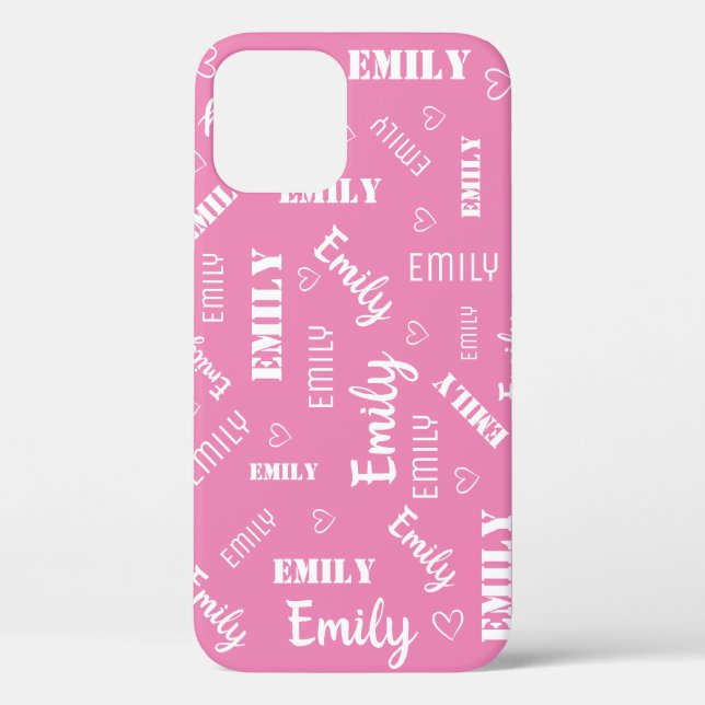 Word Art Cloud Calligraphy Love Heart Girly Pink Case-Mate iPhone Case (Back)