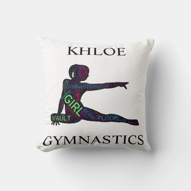 Word Art Gymnastics Throw Pillow (Front)