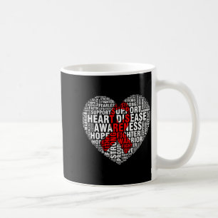 Word Art Heart Red Ribbon Heart Disease Awareness Coffee Mug