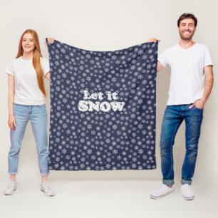 Word Art - Let it Snow with Snowy Background Fleece Blanket