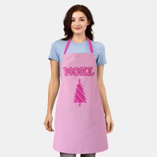 Word Art - Noel Patterned in Fuchsia Pink Trees Apron
