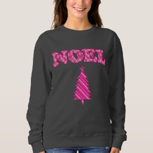 Word Art - Noel Patterned in Fuchsia Pink Trees Sweatshirt