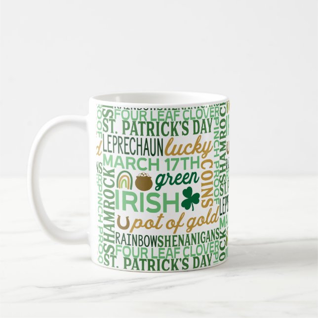 Word Art St Patrick's Day Coffee Mug (Left)