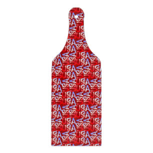 Word Art USA Text,Red-CUTTING BOARD PADDLE