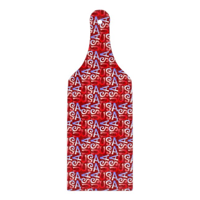 Word Art USA Text,Red-CUTTING BOARD PADDLE (Front)