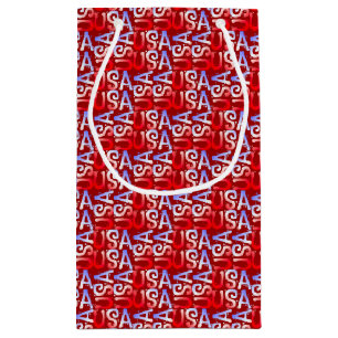 Word Art USA Text, Red-GIFT BAG s