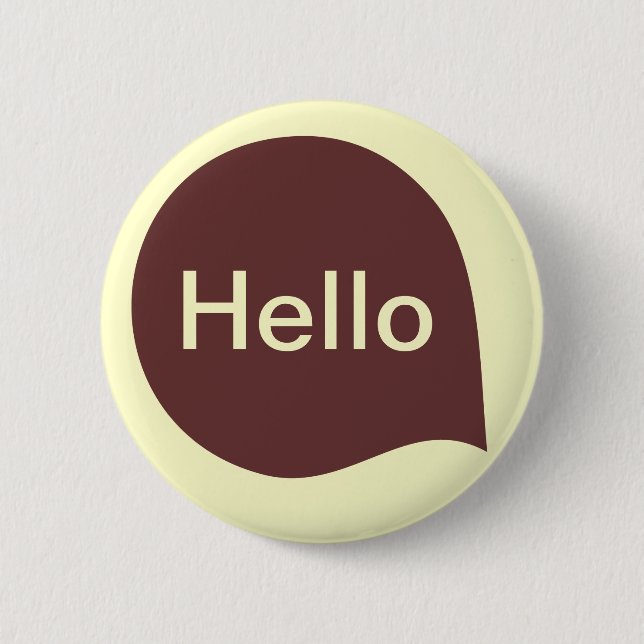 Word Bubble - Dark Brown on Pale Yellow 6 Cm Round Badge (Front)