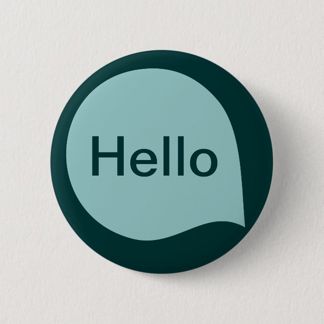 Word Bubble - Lt Blue Green on Dk Moss Green 6 Cm Round Badge (Front)