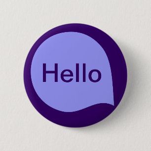 Word Bubble - Pastel Blue on Deep Purple 6 Cm Round Badge