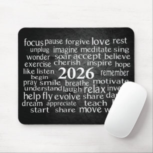 Word Cloud 2026 on Black Slate Rock  Mouse Mat
