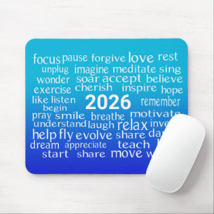 Word Cloud 2026 On Blue Hues Mouse Mat
