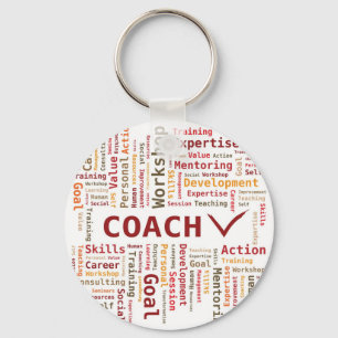 Word Cloud Coach Skills Expertise - Red Orange Key Ring