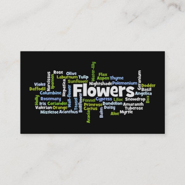Word Cloud Flowers Business card (Front)