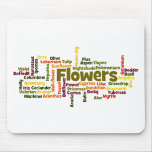 Word Cloud Flowers Mousepad