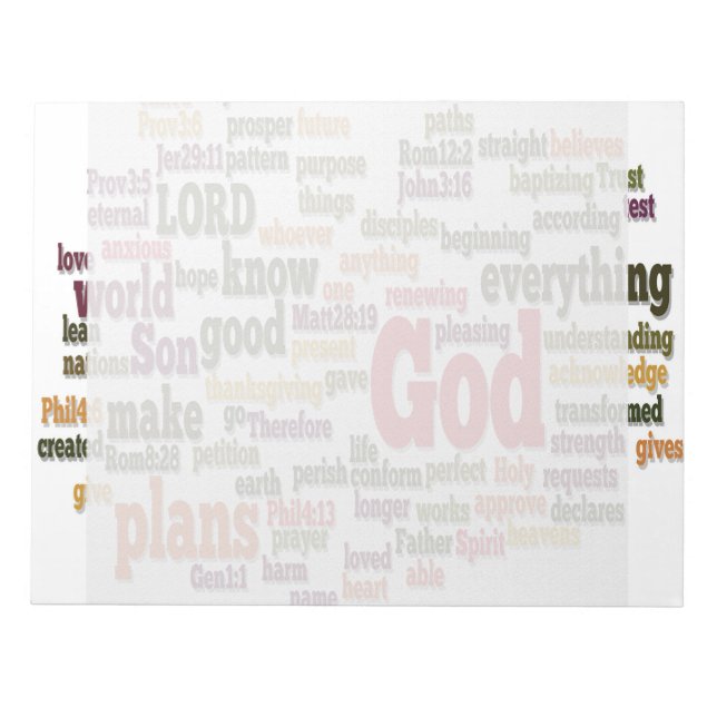 Word Cloud for Top 10 Bible Verses Notepad (Front)