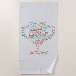 WORD CLOUD MOTIVATION   BEACH TOWEL