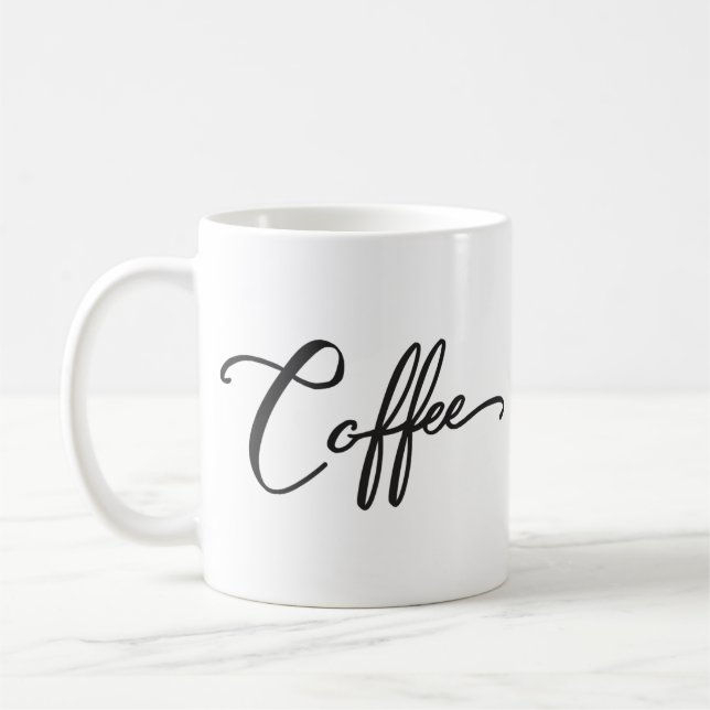 Word Coffee , minimal black calligraphy Mug (Left)