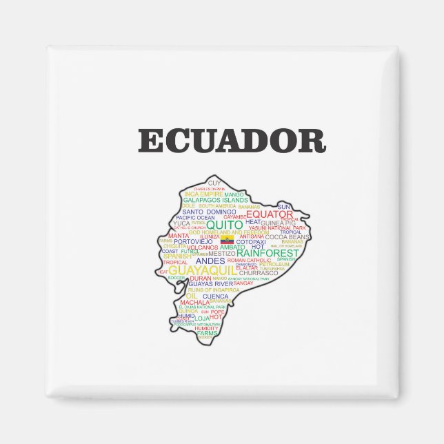 WORD COLLAGE ECUADOR MAGNET (Front)