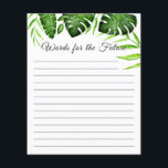 Word for the Future  Bridal Shower Tropical Script<br><div class="desc">Tropical Jungle theme Monstera or Palm leaves bridal shower "Words for the Future". Designed and illustrated with love by Kristine Lee Designs www.kristineleedesigns.com</div>