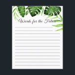 Word for the Future  Bridal Shower Tropical Script<br><div class="desc">Tropical Jungle theme Monstera or Palm leaves bridal shower "Words for the Future". Designed and illustrated with love by Kristine Lee Designs www.kristineleedesigns.com</div>