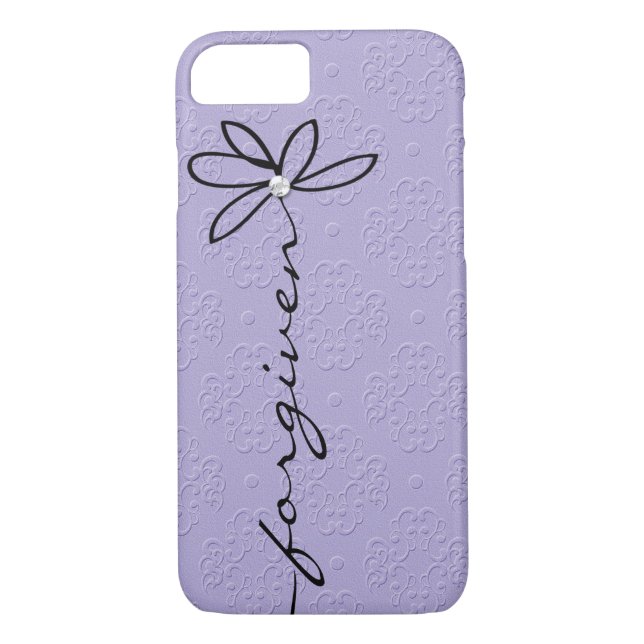 word forgiven text on purple embossed design Case-Mate iPhone case (Back)
