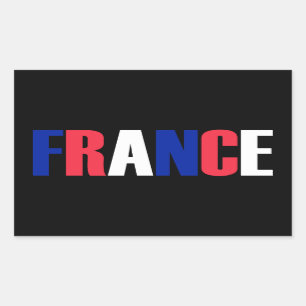 Word FRANCE in tricolor colour flag of the country Rectangular Sticker