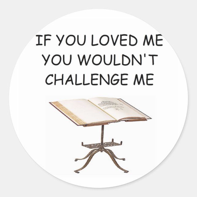 word game joke classic round sticker (Front)