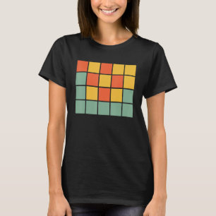 Word Games Retro Orange Blue Yellow Squares For Ha T-Shirt