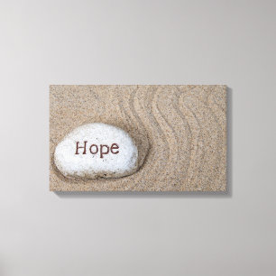 word Hope on beach rock Canvas Print